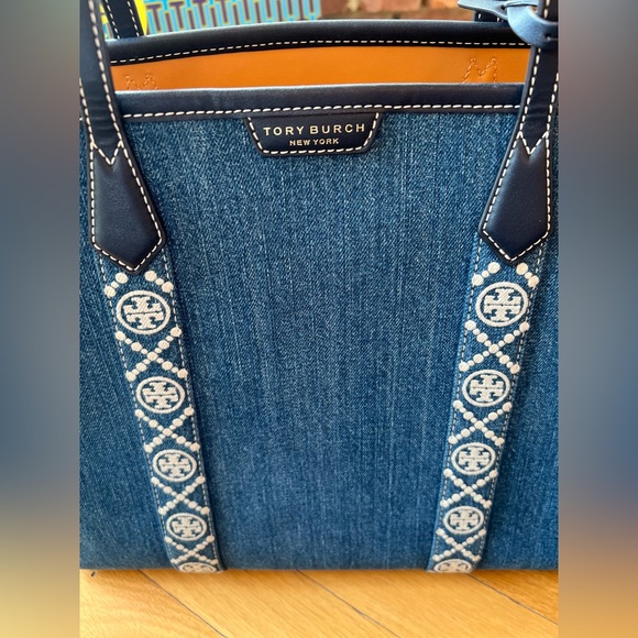 Tory Burch Perry Denim Triple Compartment Tote - Picture 7 of 15